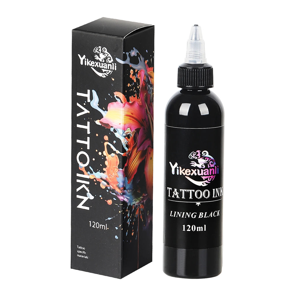 1 Bottle Of Premium Black Tattoo Ink | Cut Line Black/Super Black, Darkest, For Outlining, Shading And Blending, Long Lasting