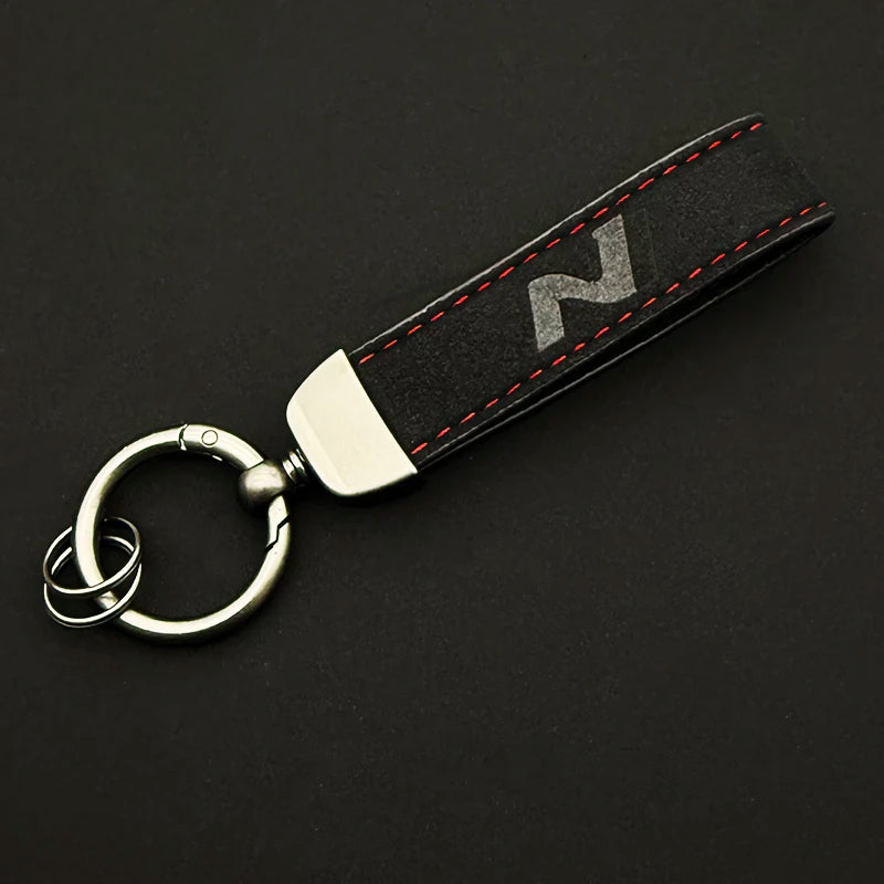 1pc Woman Men Suede Leather N Line Luxury Car Keychain For Hyundai i30 i20 i10 Elantra Kona Tucson Auto Decoration Accessories