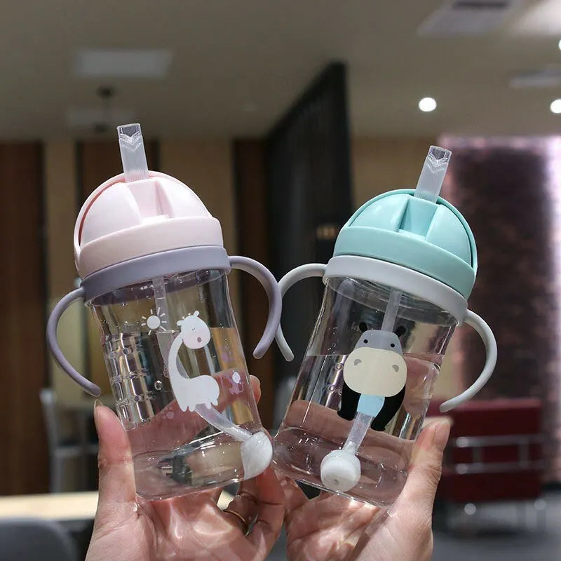 Botella de Agua 350ml para Niños | Pitillo con Bola de Gravedad | Antiderrame 🍼