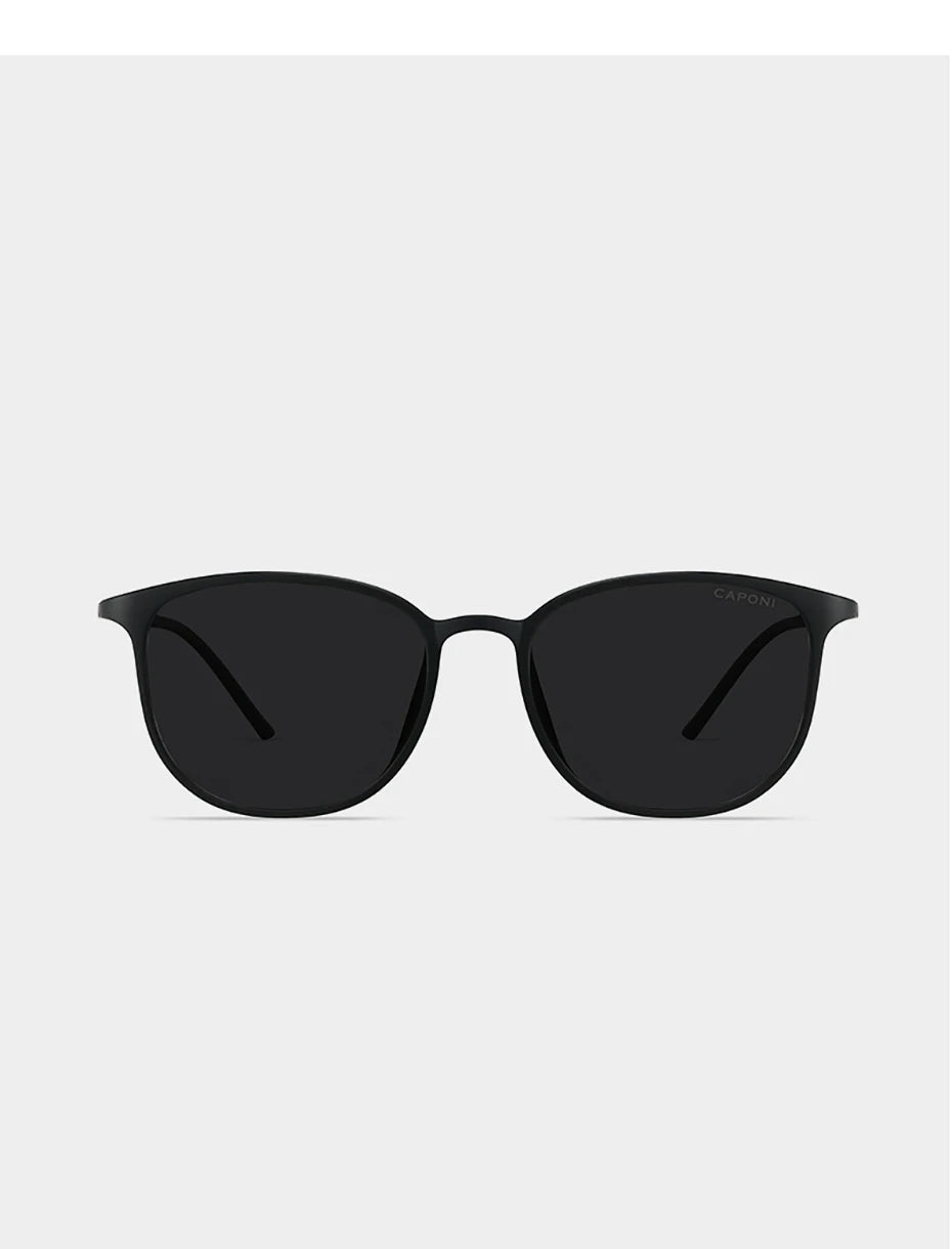 CAPONI Oval Men's Sunglasses Photochromic Polarized Sun Glasses For Men Protect UV Ray Super Light Driving Black Glasses BS520