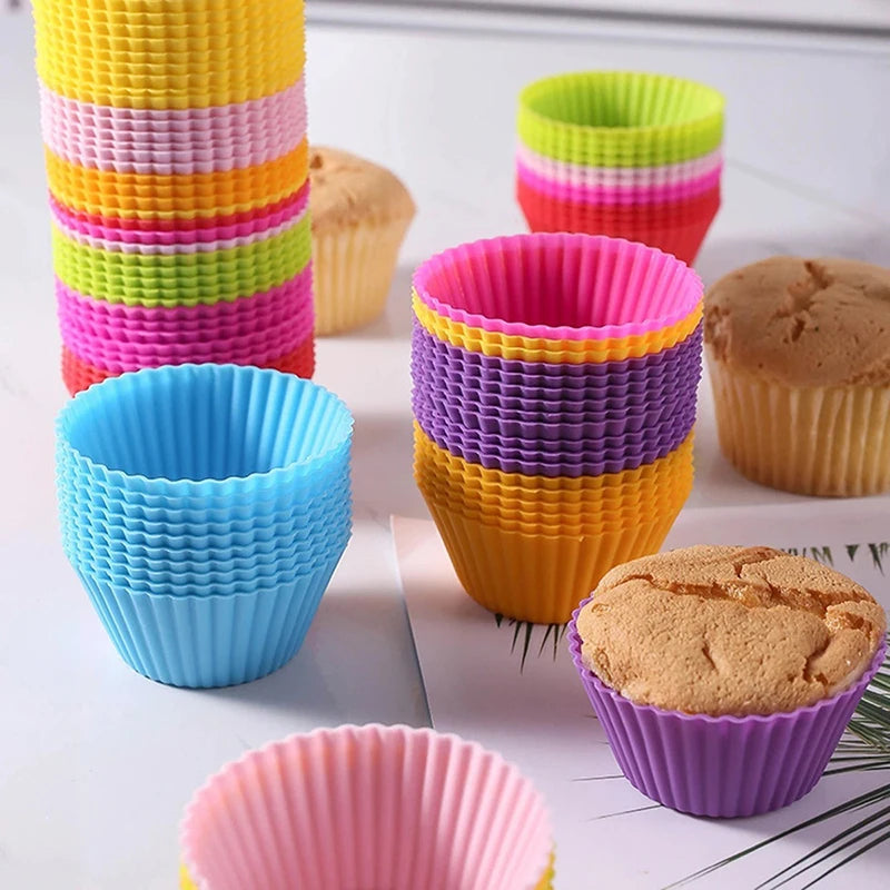 12pcs Moldes Redondos de Silicona para Muffins y Cupcakes | Air Fryer | Alta Temperatura 🍰