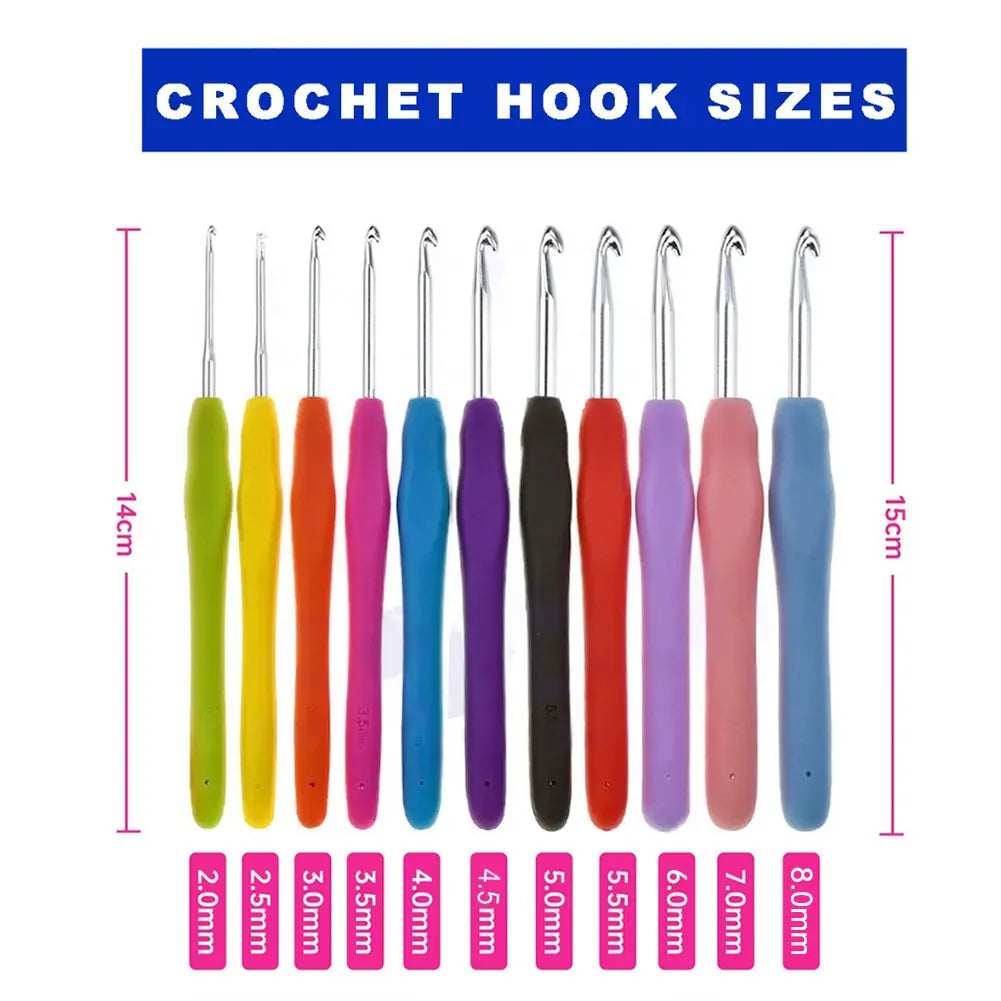 Crochet Hooks Kits Yarn Knitting Needles with Case Colorful Crochet Hooks Kit Ergonomic Handle Crochet Knitting Needles