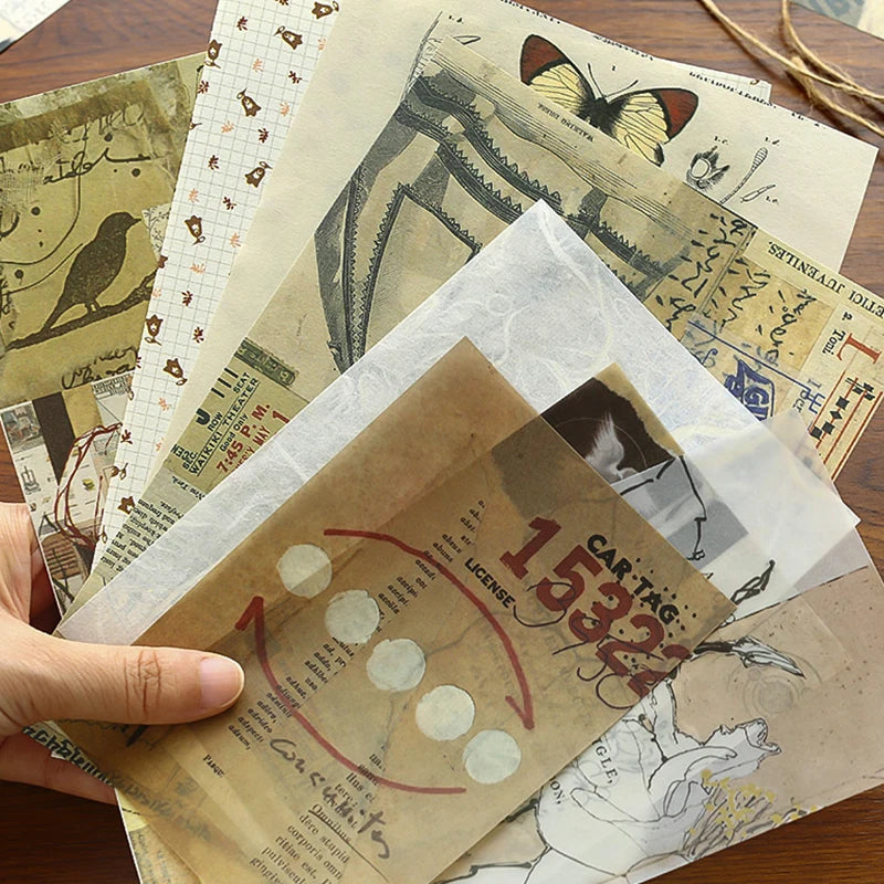 Retro scrapbook supplies, aesthetic diary tool kit, material paper set, simple Instagram style background, handmade DIY material