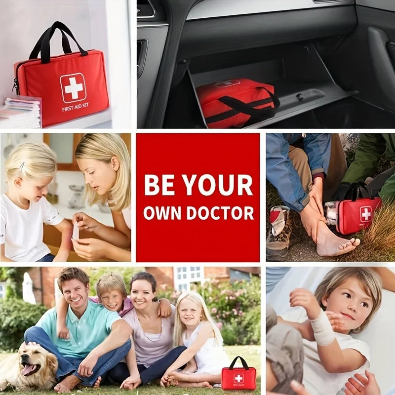 Deluxe First Aid Kit with Carrying Pouch, Outdoor First Aid Kit - Essential Emergency Kit for Camping, Hiking and Travell