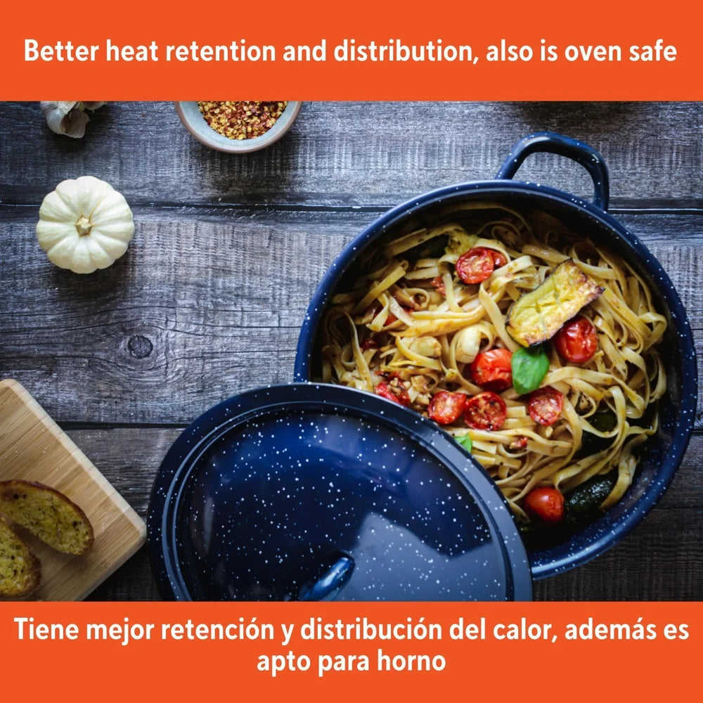 Olla Esmaltada para Sopa y Estofado | Doble Asa | Apta para Horno | Calor Uniforme 🍳