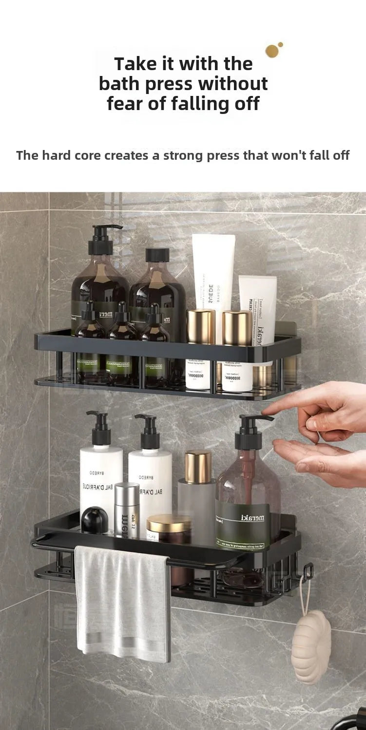 Adjustable Shower Shelf No Drilling – Aluminum Bathroom Organizer for Bath, Vanity or Tub | Holds 20 lbs