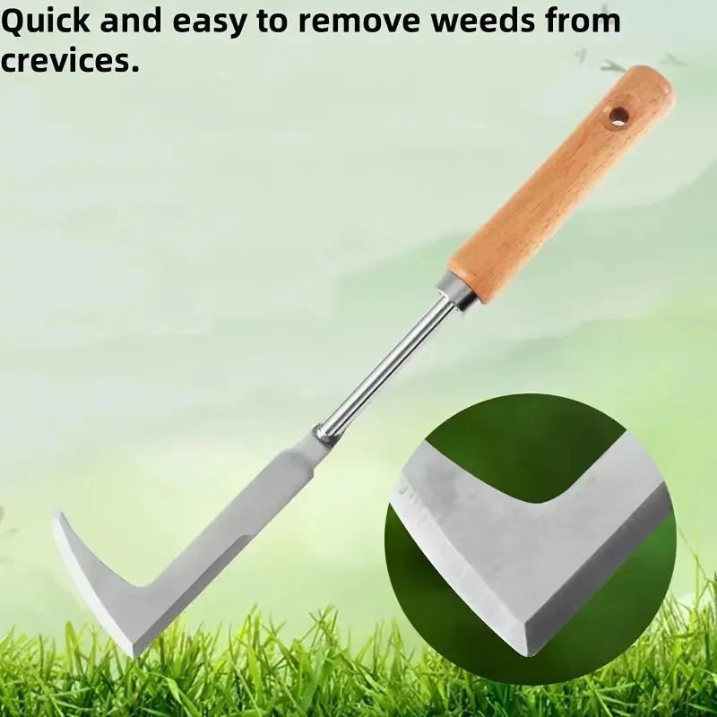 1pc 13.5inch L-shaped Stainless Steel Gap Weeding Tool Garden Hand Tool, For Clearing Weeds On Yard, Patio, Driveway