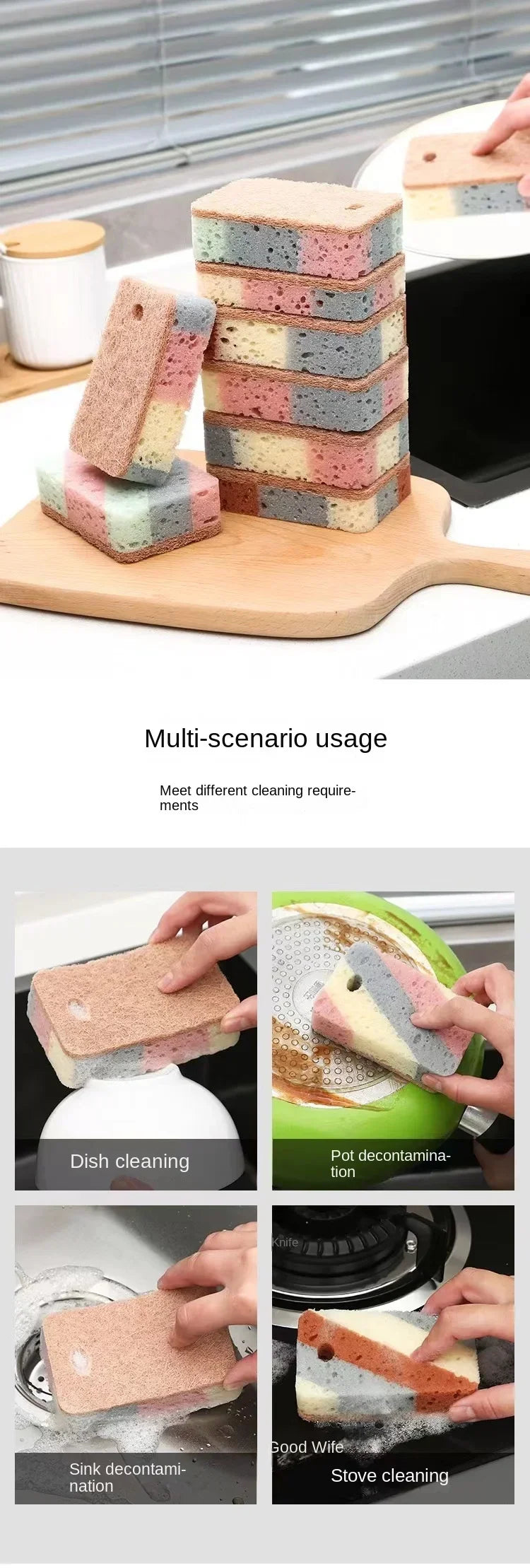 Cleaning Tools 5/10/20 Pieces Dishwashing Sponges Wood Pulp Cotton Colorful Magic Cleaning Sponges Kitchen Cleaning Tools
