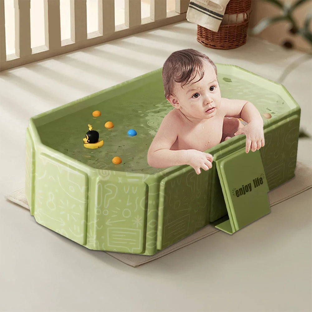 Foldable Baby Bathtub with Drain — Compact Infant Tub | All Ages