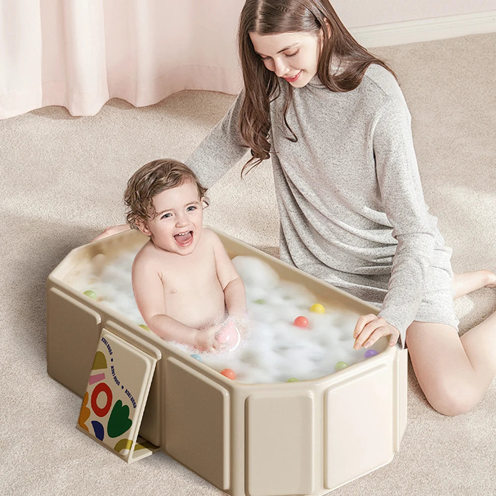 Foldable Baby Bathtub with Drain — Compact Infant Tub | All Ages