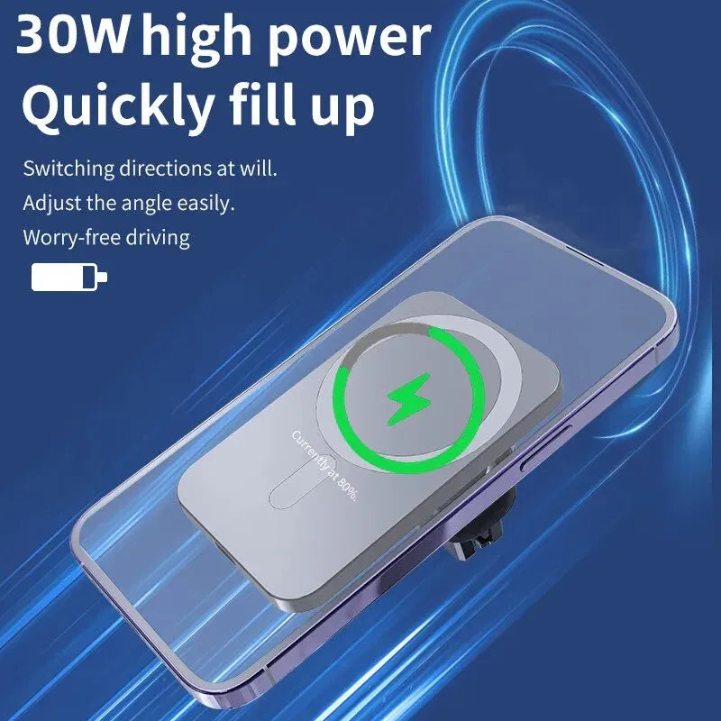 30W Magnetic Car Wireless Charger | MagSafe Compatible | iPhone 12-15 Pro Max