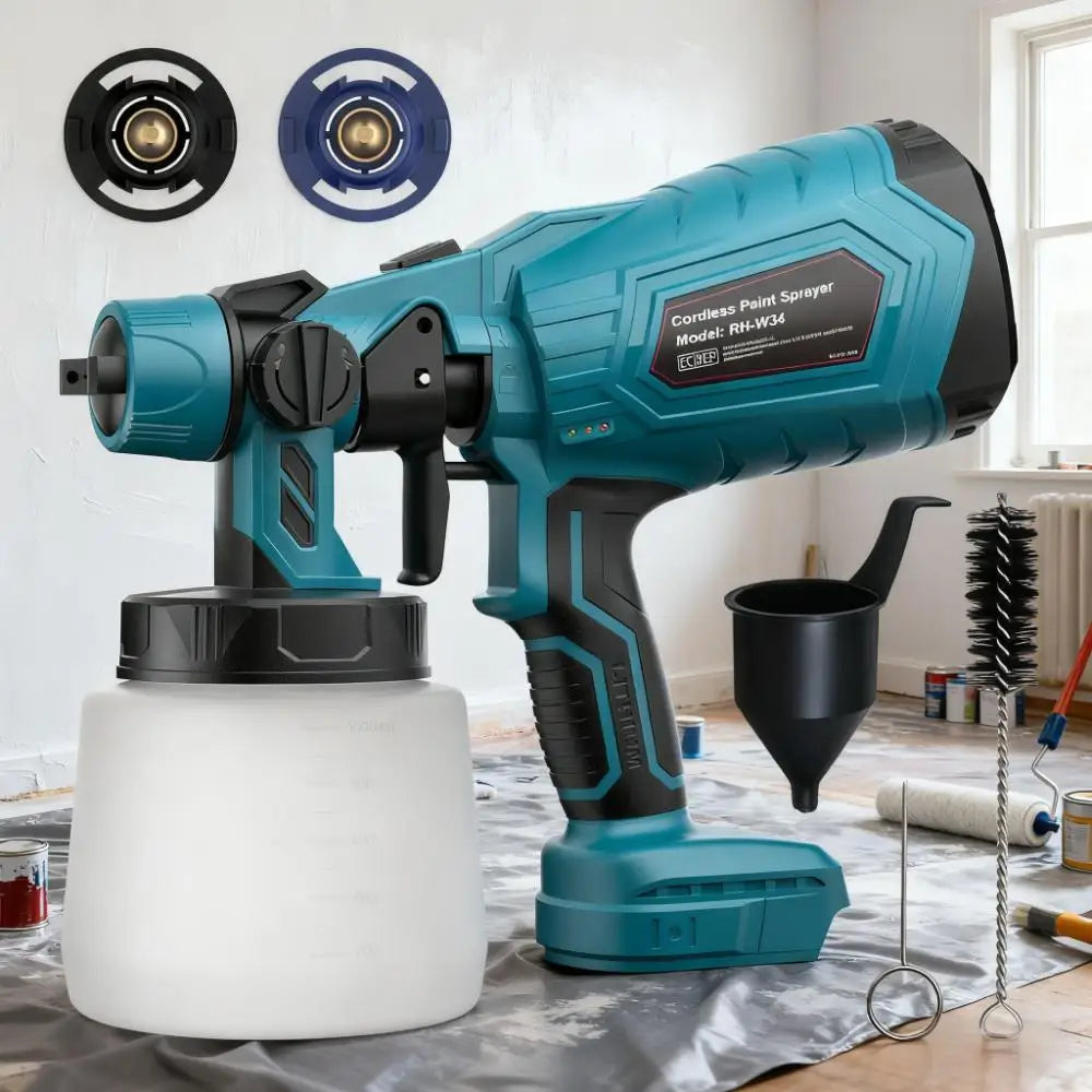 1000ML Cordless Paint Sprayer For Car Home Windows Tool Rechargeable Spray Gun Auto Furniture Steel For Makita 18V Battery