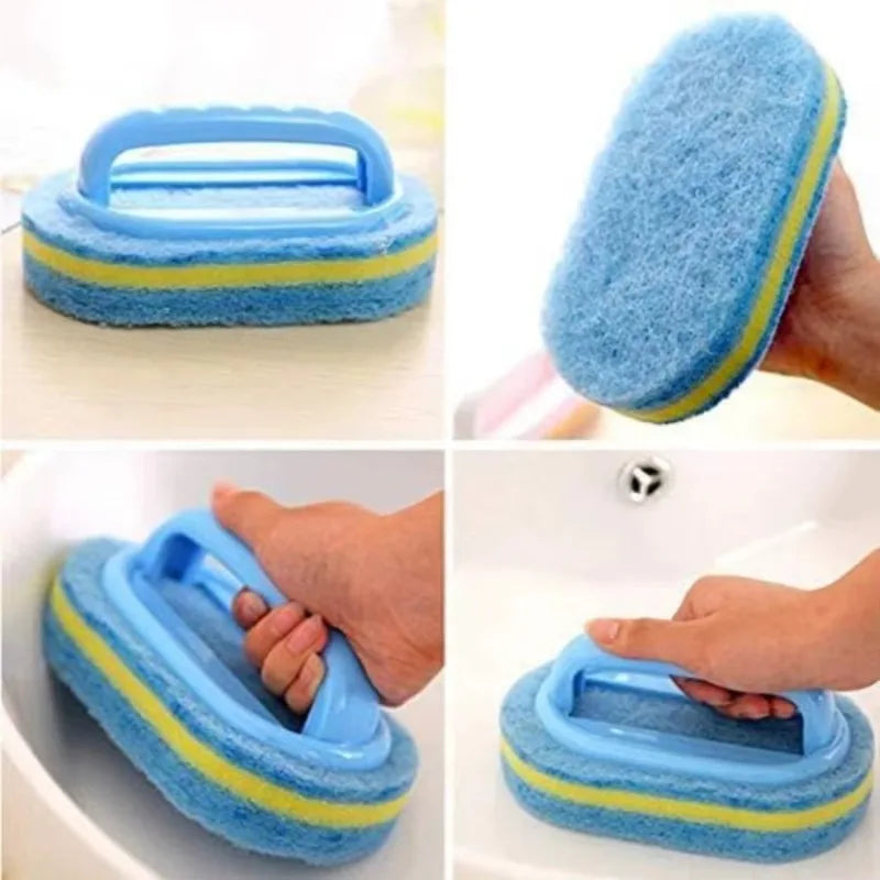 1-Piece Cleaning Brush for Bathroom Kitchen Bathtub Toilet Cleaner All Purpose Shower Sponge Scrubbing Brush with Ergonomic Han
