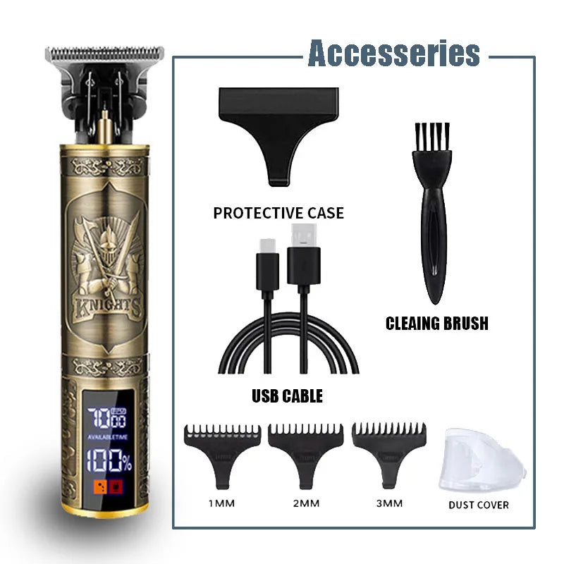 New！T9 Electric Hair Trimmer/Accessories | USB Professional Shaver | 0mm Bald Fade Cutting Machine Portable for Men Home Haircut - Firu Total Sales