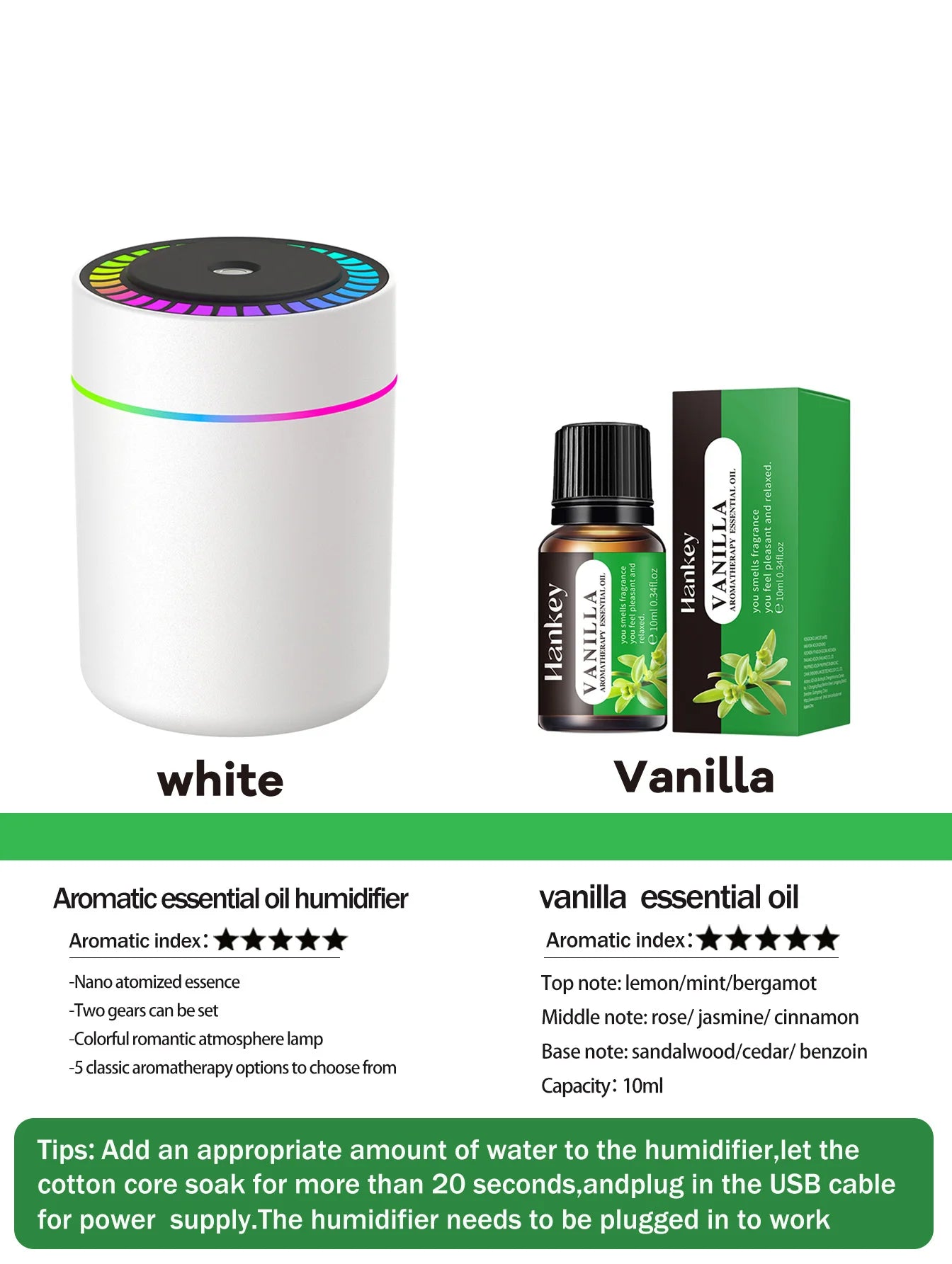 Difusor Aromaterapia 180ml | Humidificador LED 7 Colores | Auto y Hogar 🌿