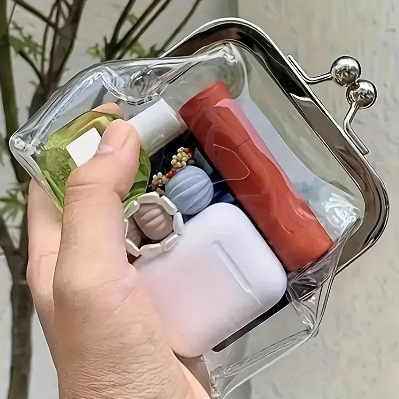 1PC Transparent Mini Coin Purse-Portable Mini Makeup Pouch Headphone Bag Travel Cosmetic Organizer