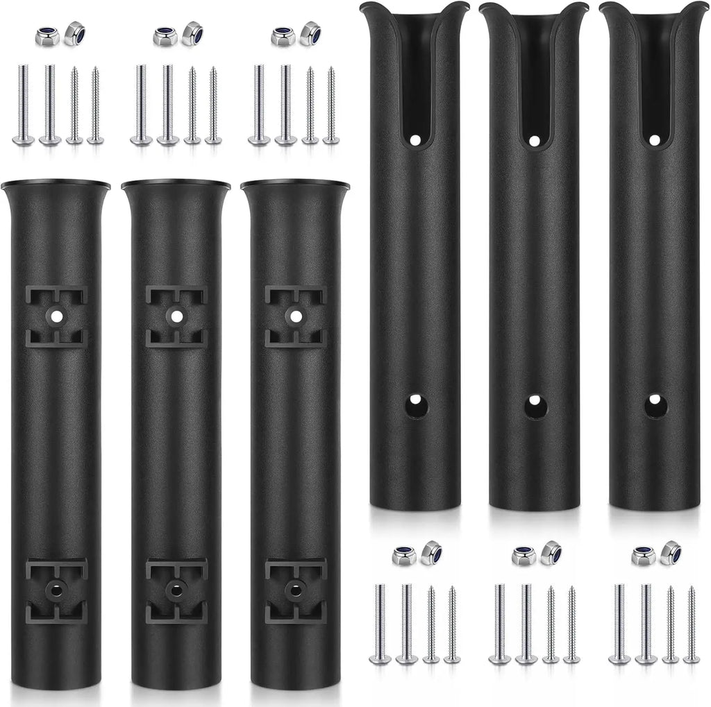 6 Pcs Portable Fishing Rod Holder Bracket with Screws for Boat Kayak Cooler Trailer, Black