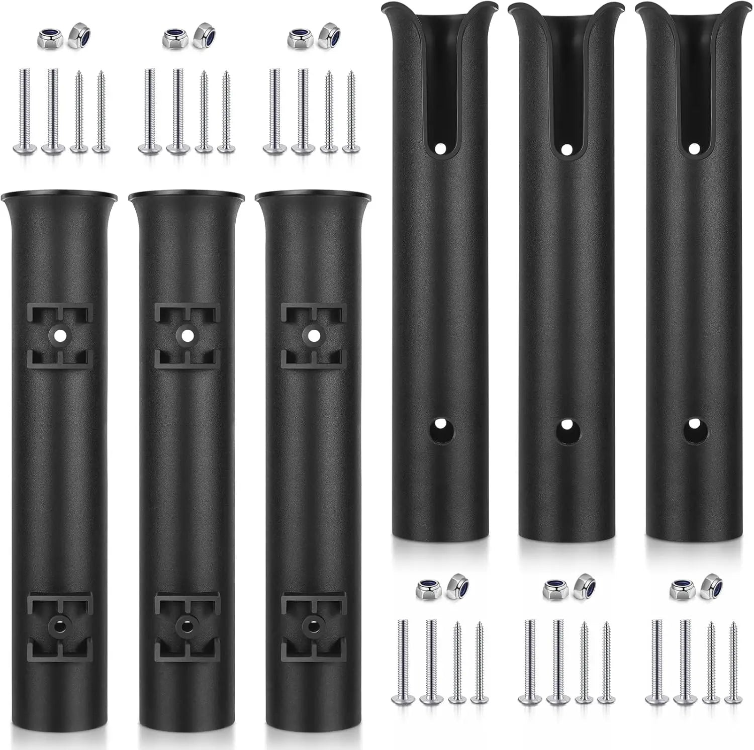 6 Pcs Portable Fishing Rod Holder Bracket with Screws for Boat Kayak Cooler Trailer, Black