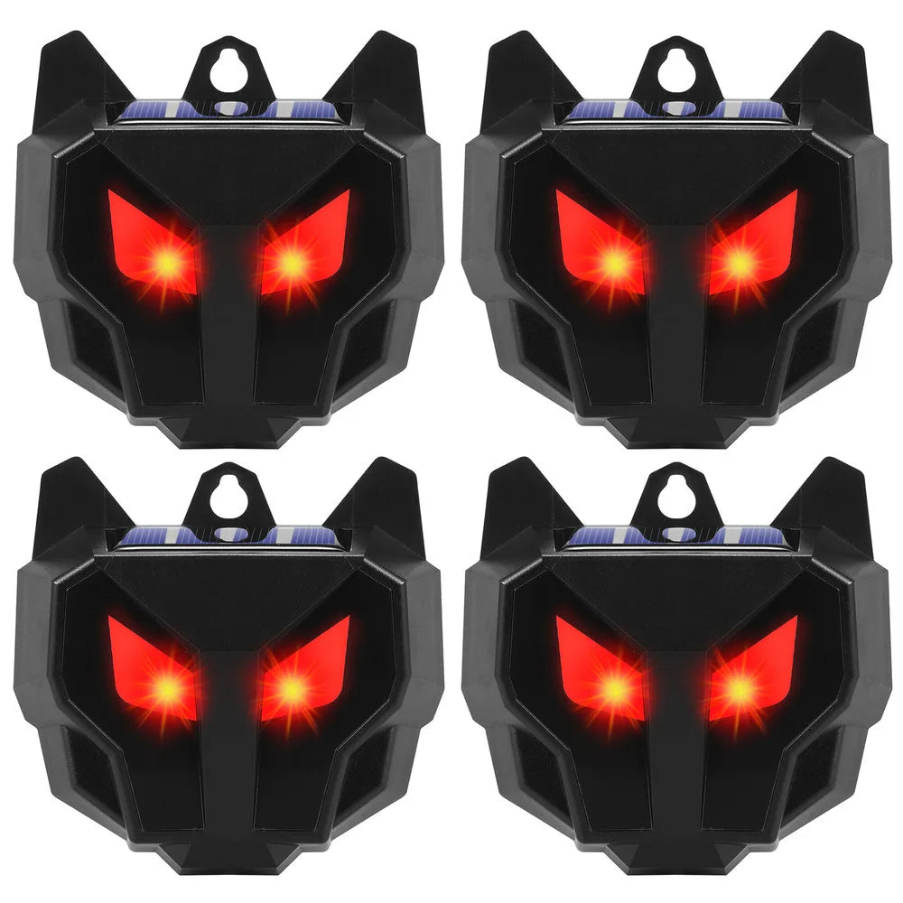 4 Pack Solar Nocturnal Animal Repeller Outdoor, Predator Deterrent with Red Lights, Wild Animals Repellent