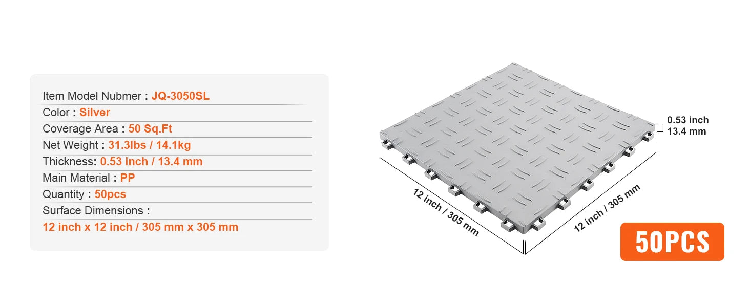 SucceBuy Garage Tiles Interlocking Garage Floor Covering Tiles Non-Slip Double-Sided Texture for Garages Basements Repair Shops
