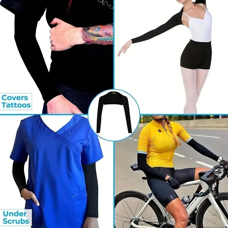 1pc Women's Shawl Cuff Sun Protection Sleeves, Ice Silk Arm Cover for Running Cycling Fishing, UV Blocking & Breathable