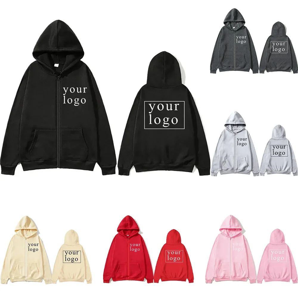 Hoodie Cardigan con Cremallera DIY 2025 | Logo Personalizado | Hombre y Mujer 👕