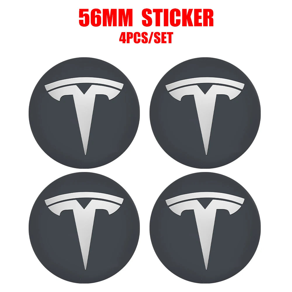 4pcs 56/60mm Car Wheel Center Cover Sticker Tire Hub Cap Badge Covers For Tesla Model 3 Model S Model X Model Y Coil Accessories