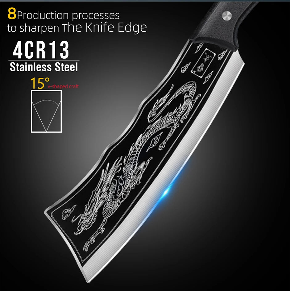 Handmade Meat Cleaver Heavy Duty Kitchen Knife Stainless Steel Butcher Slicing Boning Knife Forged Chopping Knife for Meat Fish