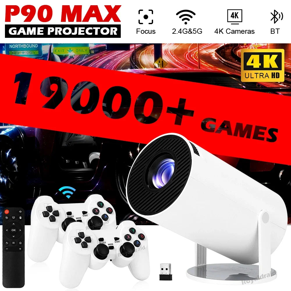 Proyector Gaming P90 Max HeroAngel | 4K 1080P | Android 11 | 19000+ Juegos | 2 Controles Inalámbricos - Firu Total Sales