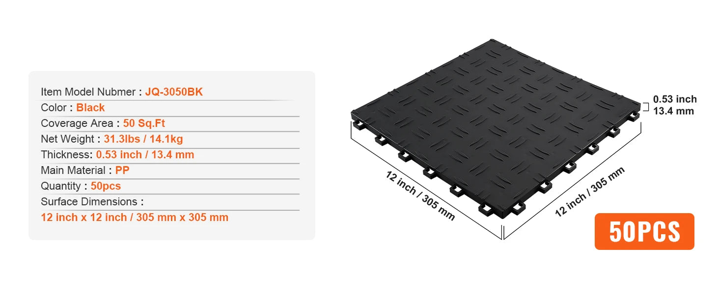 SucceBuy Garage Tiles Interlocking Garage Floor Covering Tiles Non-Slip Double-Sided Texture for Garages Basements Repair Shops