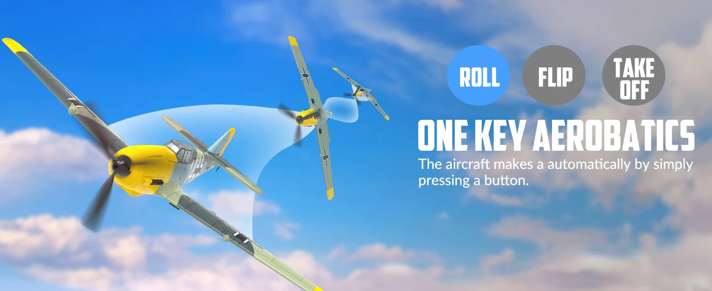 VOLANTEXRC Avión RC BF109 | 4 Canales | RTF | Alerón y Giroscopio | Acrobacias | 3 Modos | Fácil para Principiantes