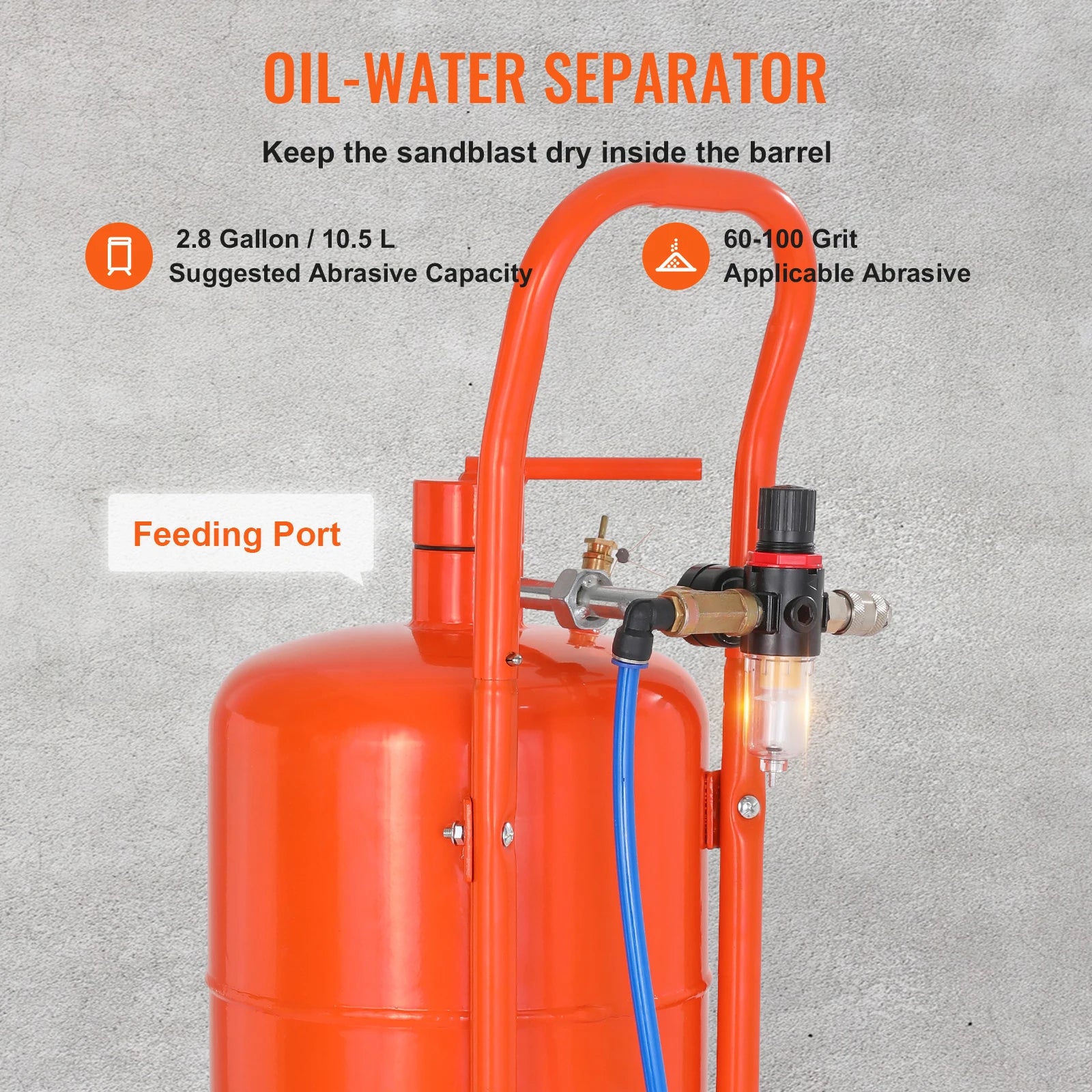 SucceBuy 5/10/20 Gallon Sand Blaster 60-110 PSI Portable Air Sandblaster Kit w/ Oil-Water Separator for Paint Stain Rust Removal
