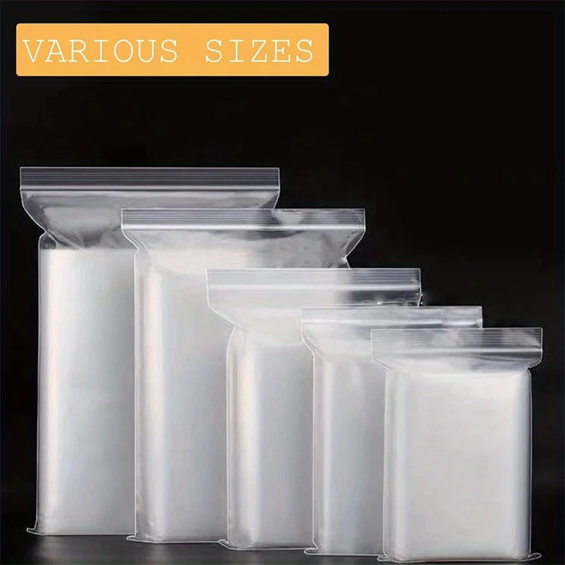3 Size Reusable Storage Bags Transparent Leak Proof Freezer Bags Airtight Seal for Food Fruit Veggie Storage