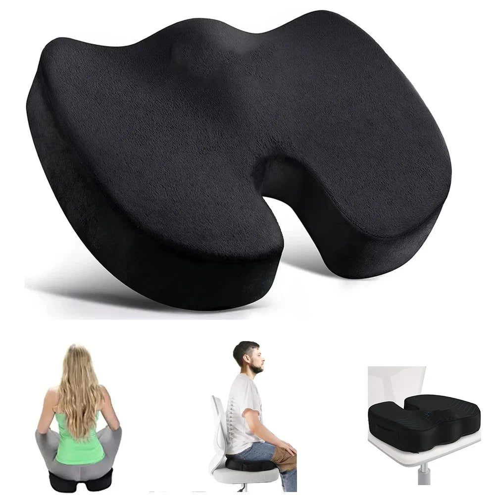 U-Shaped Memory Foam Seat Cushion, Orthopedic Pillow for Office Chair, Car, Travel, Hip & Back Support