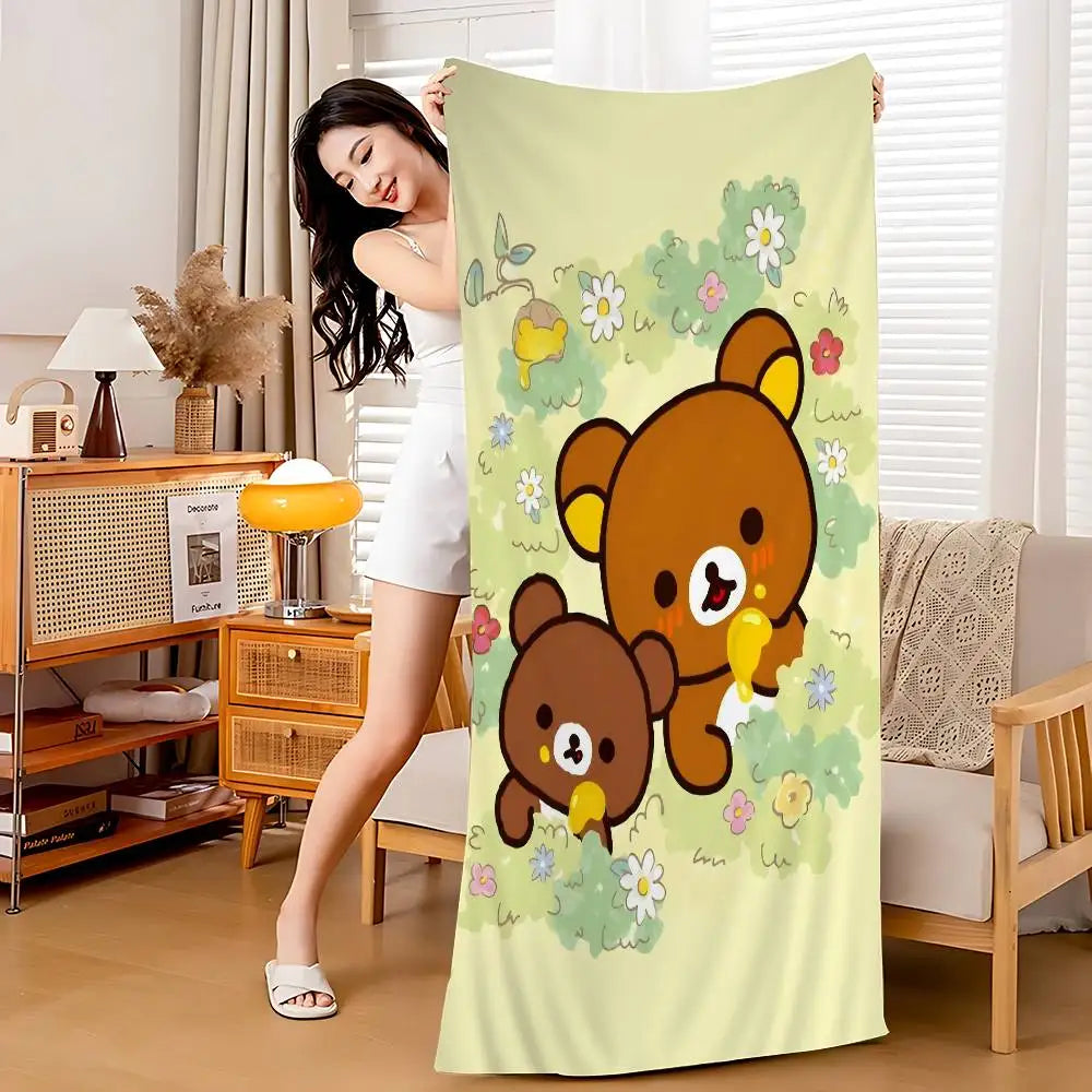 Toalla de Playa Rilakkuma Kawaii - Microfibra Secado Rápido para Niñas
