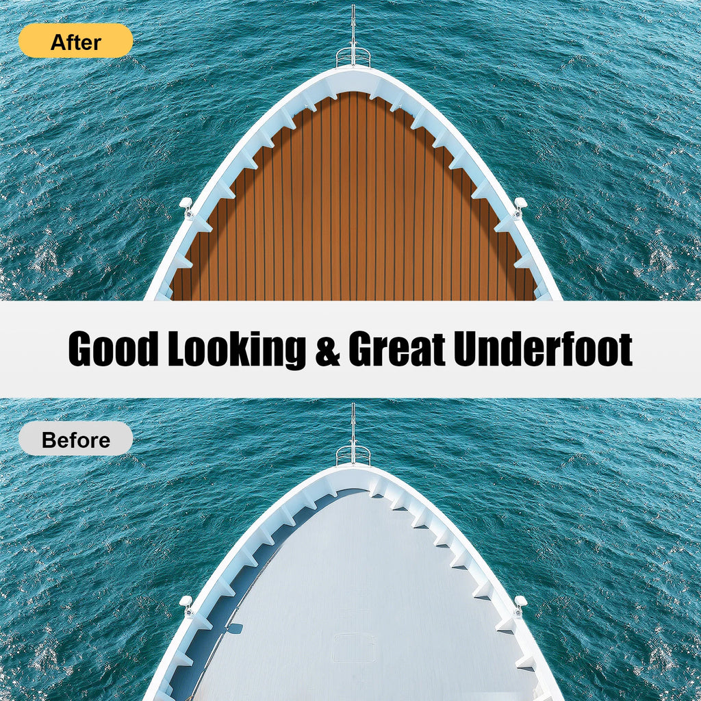 240x90cm EVA Foam Teak Floor Mat 6mm Thick Anti-Slip Self-Adhesive Pad Cuttable Waterproof Marine Carpet for Boat Deck RV Yacht
