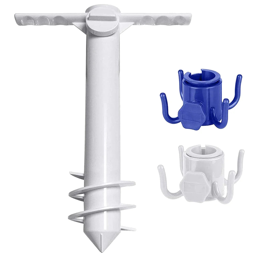 3/5 Spin Inserts Spiral Umbrella Plug with Hook Spike Auger Keep Holder Windproof Sunshade Bracket Equipment for Sand Soil Grass