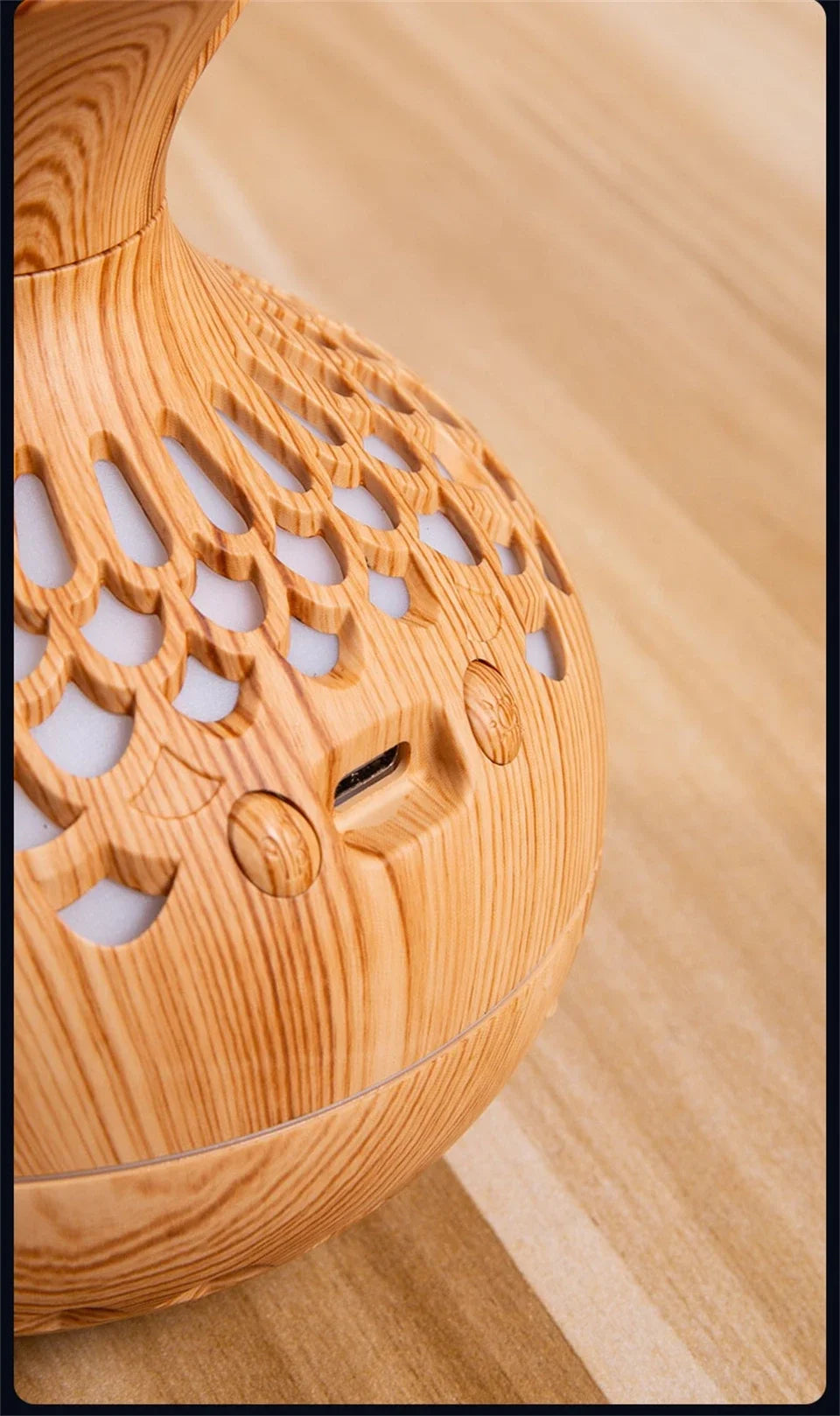 Humidificador Jarrón Veta de Madera | Difusor Ultrasónico | Purificador de Aire 🌿