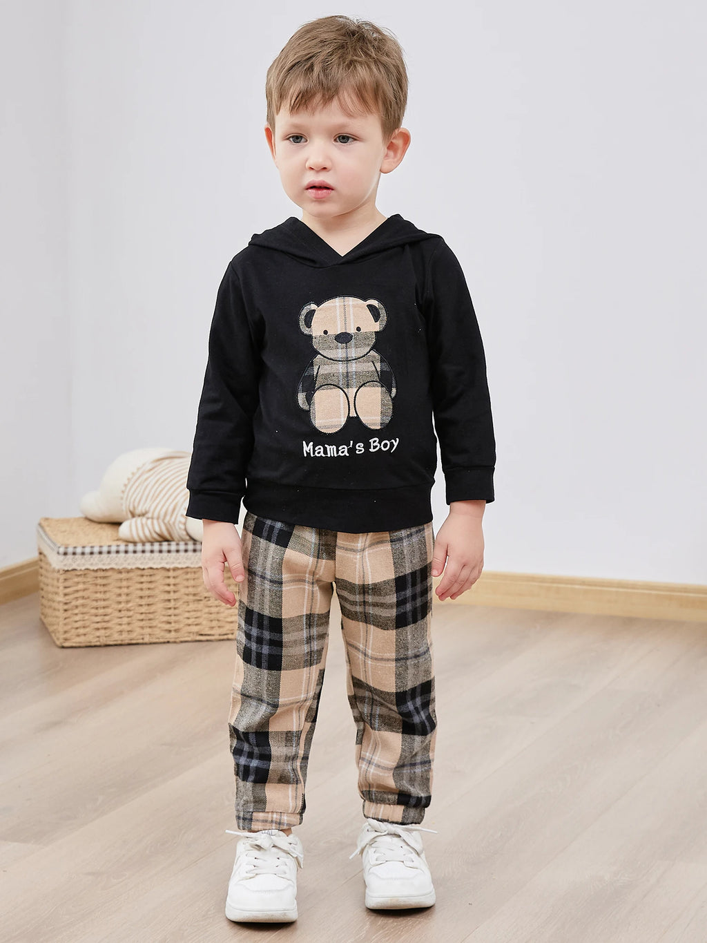 Toddler Baby Boys Clothes Bear Printed Hoodie Sweatshirt Tops+Camouflage Long Pants 2PCS Outfits Set