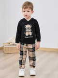 Toddler Baby Boys Clothes Bear Printed Hoodie Sweatshirt Tops+Camouflage Long Pants 2PCS Outfits Set
