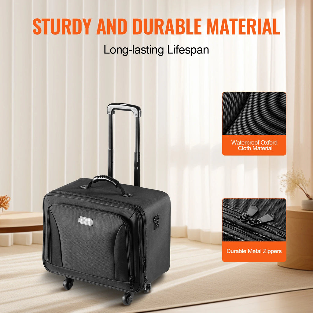 SucceBuy Rolling Makeup Train Case Storage Convenient Carry With Handle Wheels Strap Makeup Organizer Box Waterproof Oxford