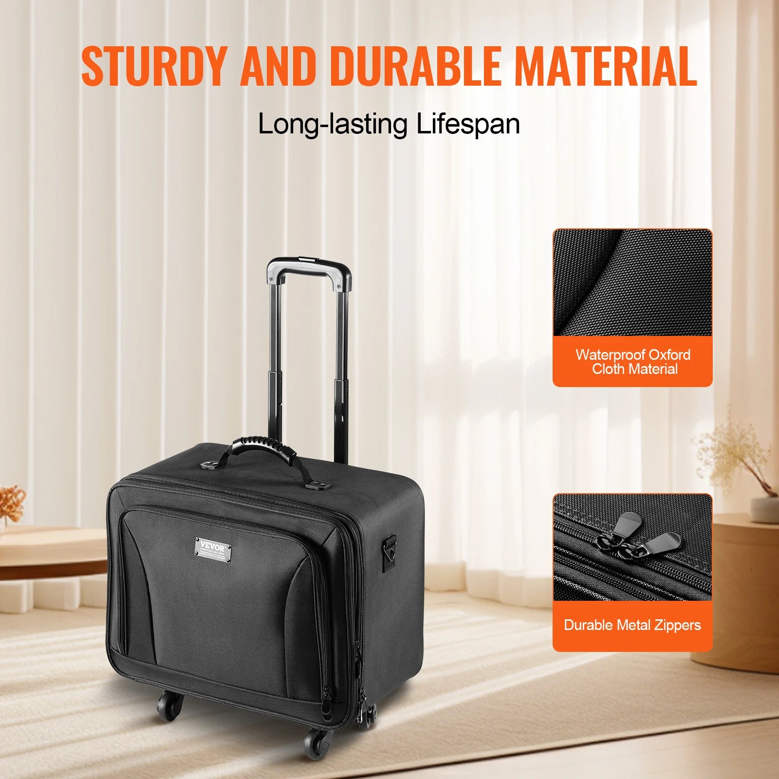 SucceBuy Rolling Makeup Train Case Storage Convenient Carry With Handle Wheels Strap Makeup Organizer Box Waterproof Oxford