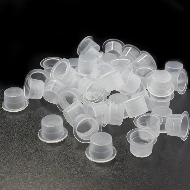 100pcs Tattoo Large Medium Small Ink Pigment Cup Ring transparent Microblading Cap Lip Eyebrow PMU Bleaching Supplies Cream