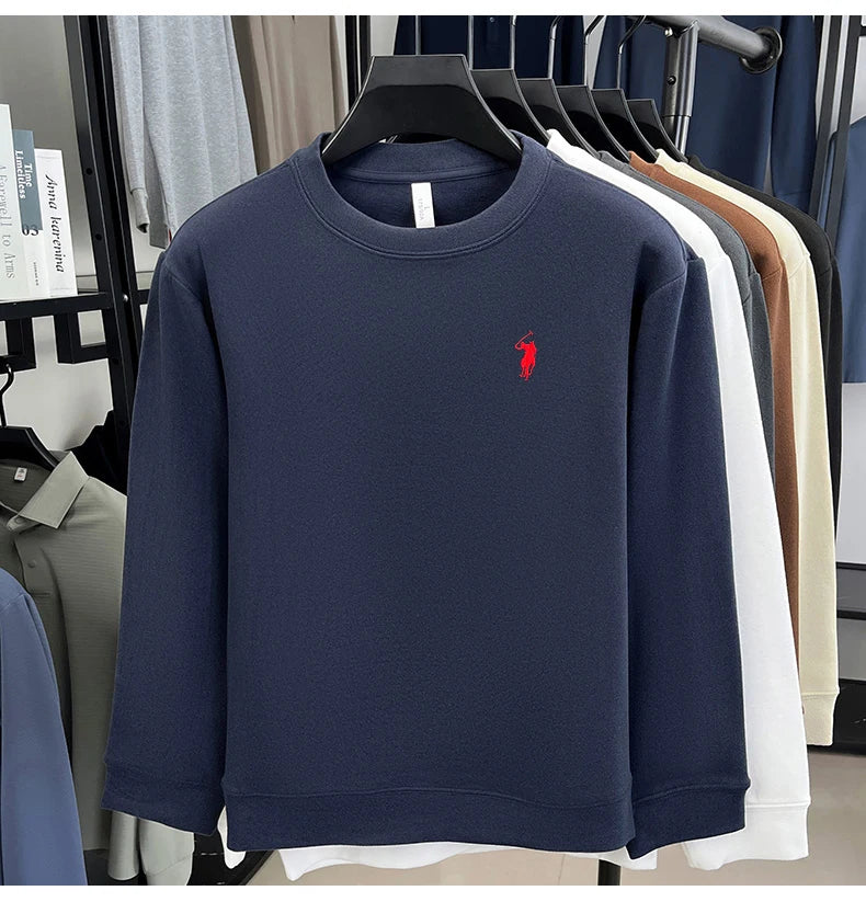 Sudadera de Lujo Manga Larga con Bordado de Pony | Casual Cuello Redondo Hombre 👔