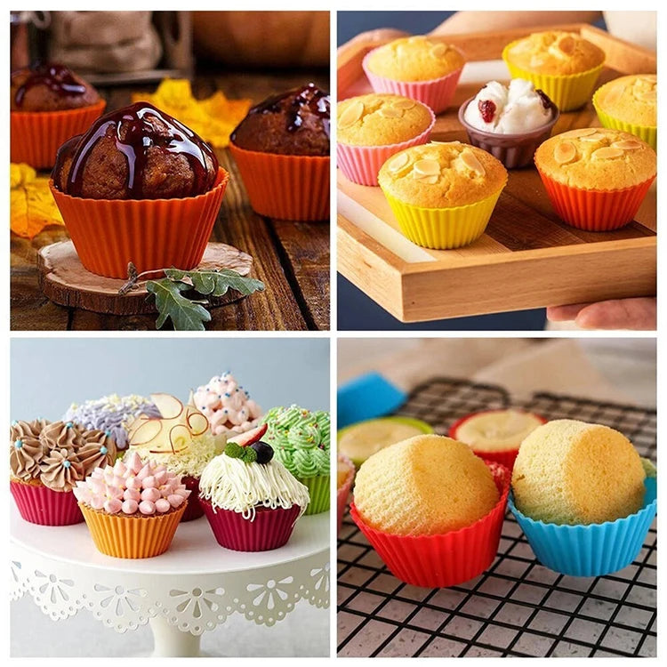 12pcs Moldes Redondos de Silicona para Muffins y Cupcakes | Air Fryer | Alta Temperatura 🍰