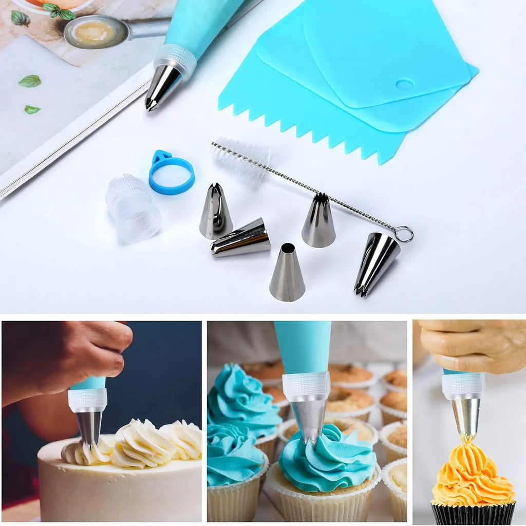 Set 80pcs Decoración de Pasteles | Tornamesa Antideslizante + 14 Boquillas | Repostería 🎂