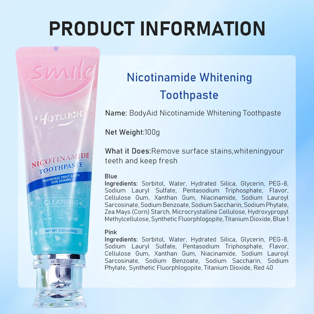 Hotluck Niacinamide Toothpaste,Niacinamide Whitening Toothpaste,Niacinamide Intensive Whitening Toothpaste,Tripel Whitening Niac - Firu Total Sales