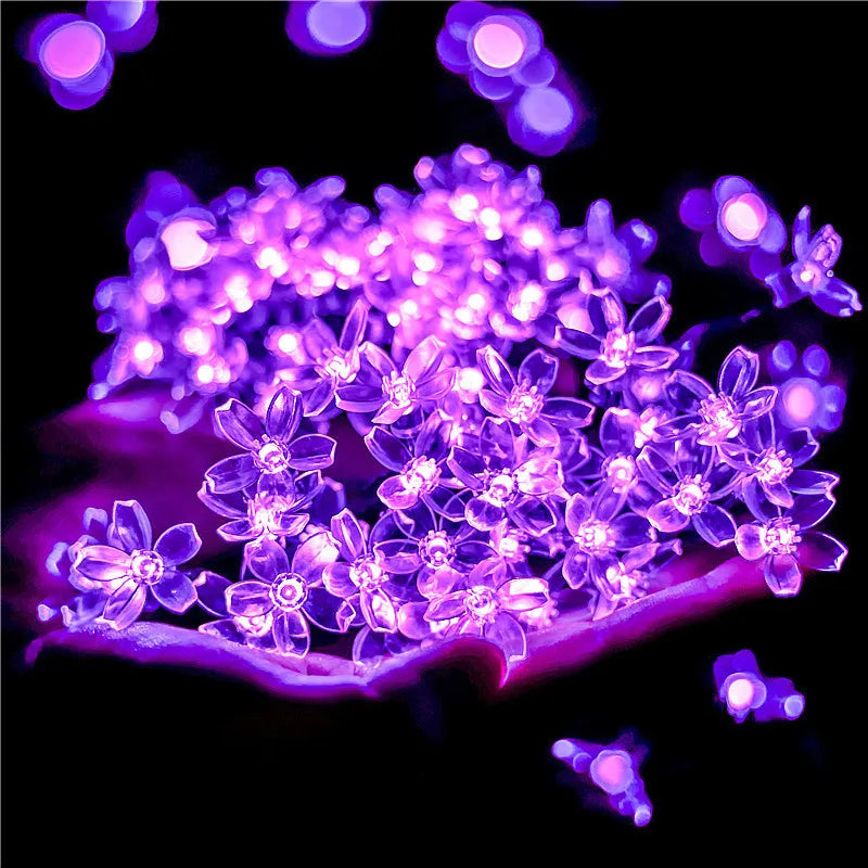 Solar Sakura Fairy String Lights | Cherry Blossom LED | Wedding Garden Christmas Outdoor
