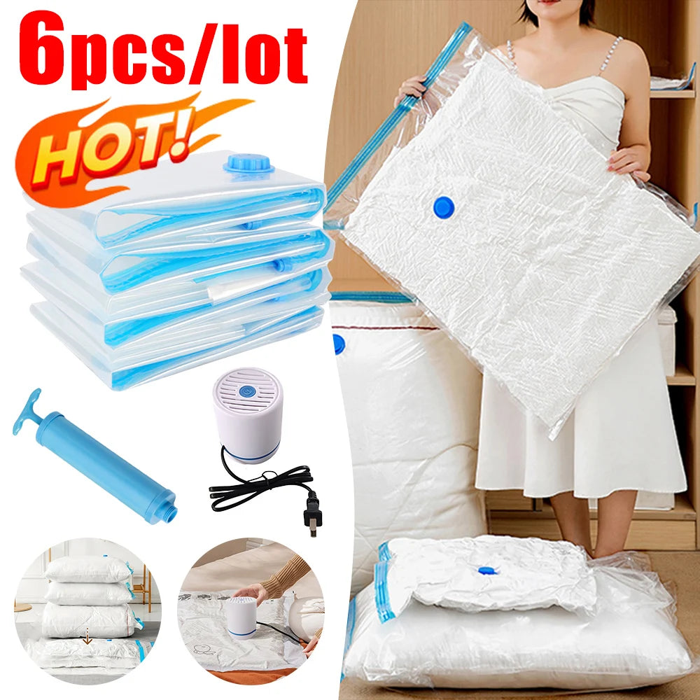 Folding Vacuum Storage Bags | Hand Pump Included | Blankets Clothes Pillows | Space Saving