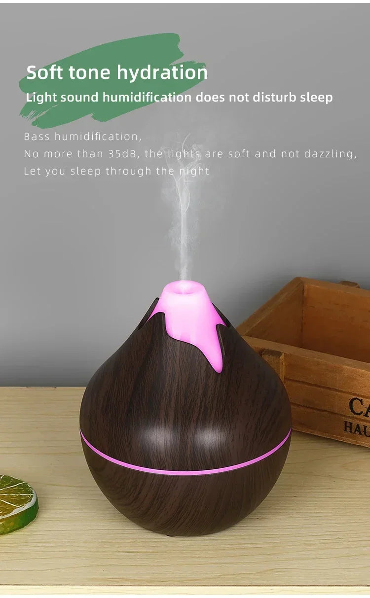 Difusor Aromaterapia 350ml Veta de Madera | Control Remoto | LED 7 Colores 🌿